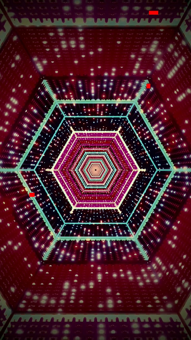 VJ loop Neon-tunneli Kuusikulmio Pyörre Violetti Punainen 9:16 reels 60fps näytönsäästäjä