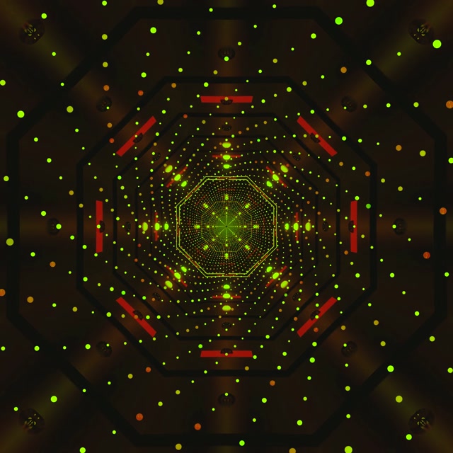 Neon Tunneli Näytönsäästäjä Vihreät Pisteet Kahdeksankulmio 1:1 Neliö 60fps VJLoops