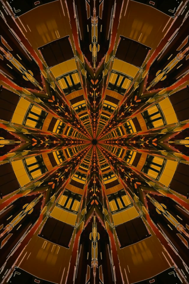 Neon Tunnel Kaleidoscope Star Burst VJ Loop 2:3 Photo Portrait 60fps Screensaver