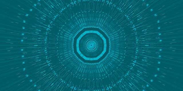 Teal Neon Tunnel Vj Loop | Radial Circuit Rings | 2:1 Univisium 60fps Screensaver