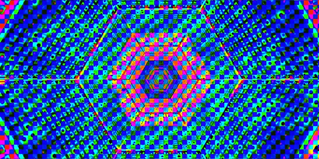 Neon Tunnel Hexagon Grid Vj Loop 2:1 Univisium 60fps Screensaver