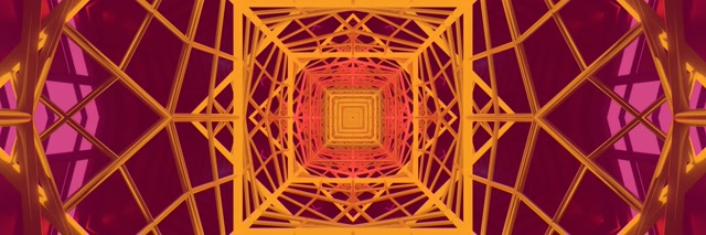 Neon Tunnel Pulsating Square Vortex 3:1 Triple Wide 60fps VJ Loop Screensaver