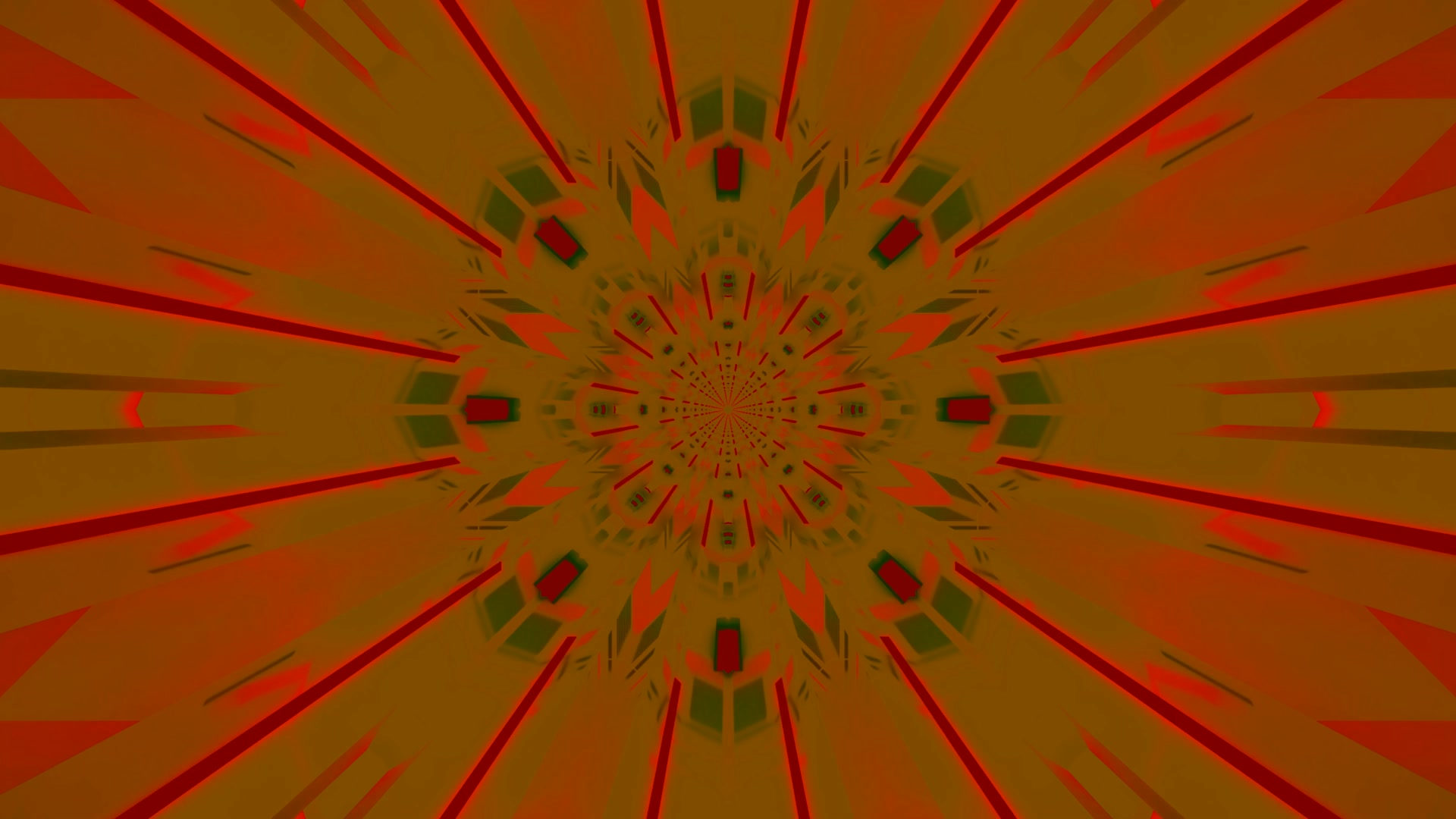 Red Orange Neon Tunnel Kaleidoscope 4K UHD 60fps näytönsäästäjä VJ Loop