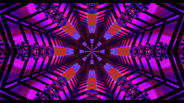 Psykedeelinen Kaleidoskooppi VJLoops - Violetti Vaaleanpunainen Geometrinen Tunneli Liike
