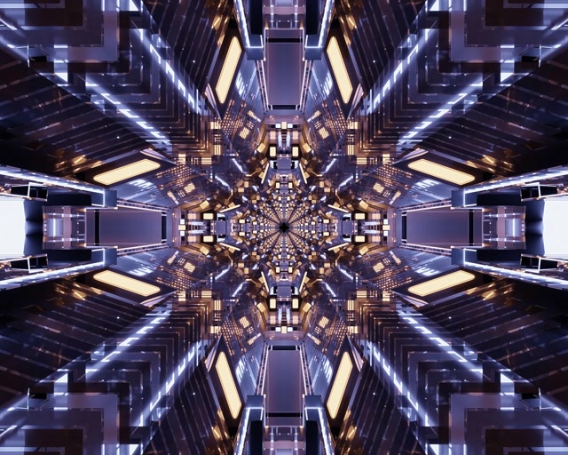 Neon Tunneli Kaleidoskooppi Räjähdys VJLoops 5:4 teollinen 60fps Näytönsäästäjä