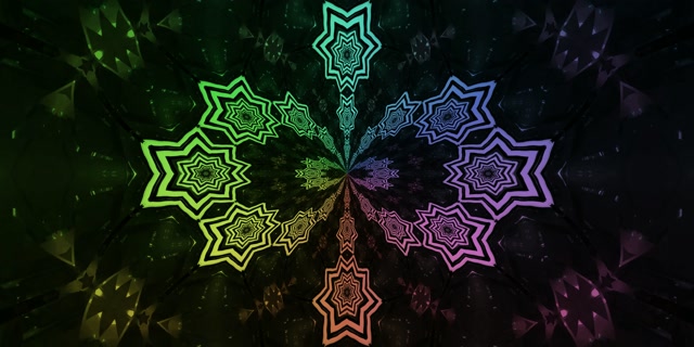 Neon-tunneli Sateenkaari Tähti Mandala VJ Loop 2:1 Univisium 60fps Näytönsäästäjä
