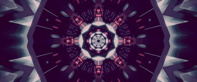 Neon Tunnel Kaleidoskooppi Pyörre VJ Loop 2.39:1 Cinemascope 60fps Näytönsäästäjä