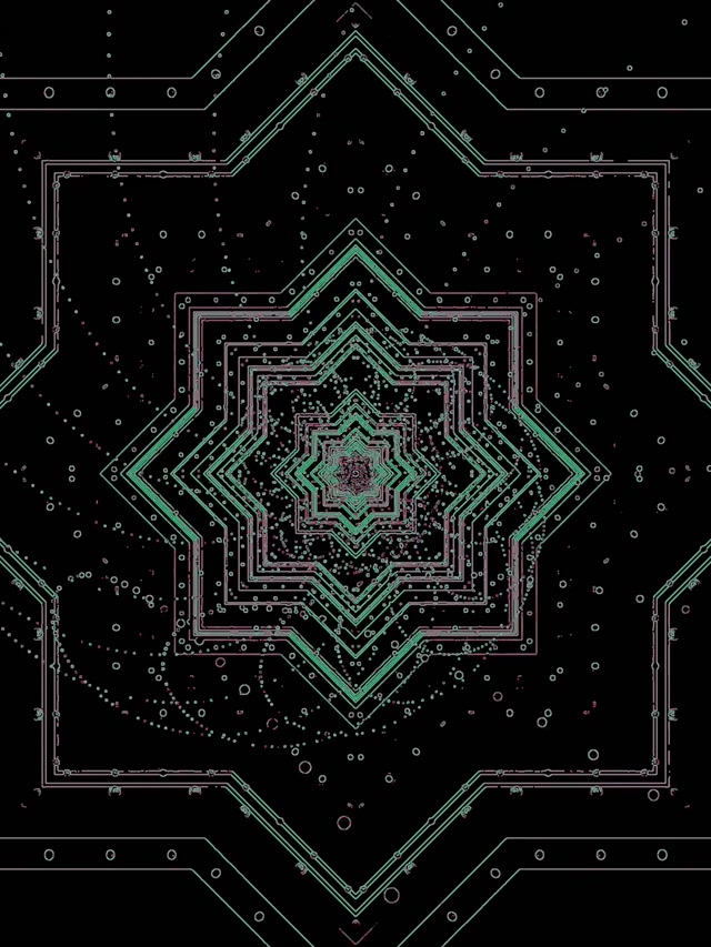 Neon-tunneli Tähti Mandala Vihreä Näytönsäästäjä PC 3:4 iPad Portrait 60fps VJ Silmukka