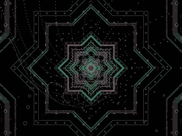 Neon-tunneli Vihreä Piiri Tähti Näytönsäästäjä 4:3 Klassinen 60fps VJ Silmukka