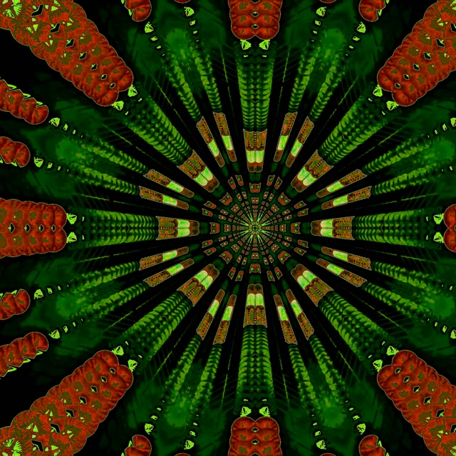 Neon Tunnel Red Kaleidoscope Burst VJ Loop 1:1 Square 60fps -näytönsäästäjä