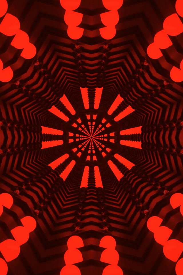 Punainen Neon Tunneli Kaleidoskooppi VJ Loop 2:3 Valokuva Pysty 60fps Näytönsäästäjä