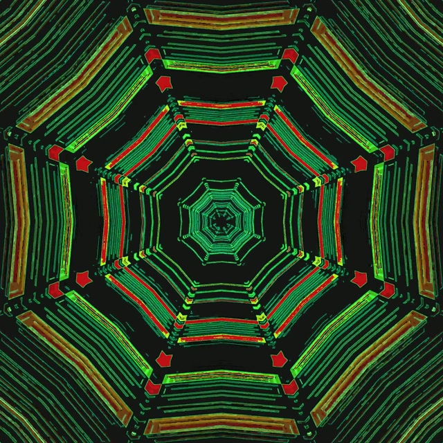 Neon Tunnel Vihreä Red Octagon Screensaver 1:1 Square 60fps VJ Loop