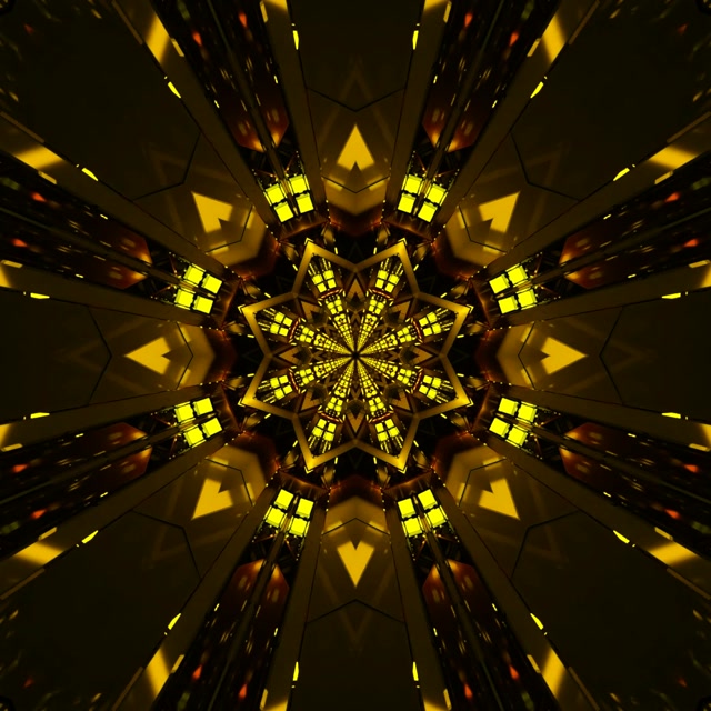 Neon Tunneli Kultainen Tähti Kaleidoskooppi VJ Loop 1:1 Square 60fps Näytönsäästäjä