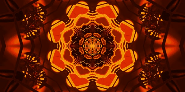 VJLoops Neontunneli Oranssi Fraktaali Kaleidoskooppi 2:1 Univisium 60fps Näytönsäästäjä