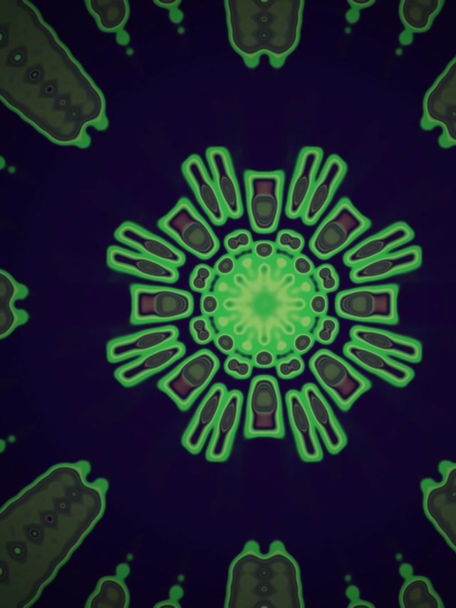 Neon Tunnel Vihreä Fraktaali Kaleidoskooppi Räjähdys VJ Loop 3:4 iPad Pysty 60fps Näytönsäästäjä