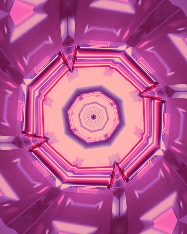 Neonin tunneli kahdeksankulmio pyörre vaaleanpunainen violetti VJ Loop 4:5 Instagram 60fps Screensaver