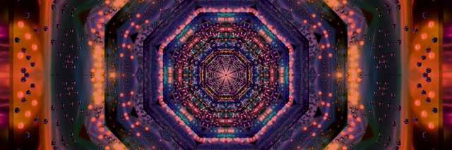 Neon Tunneli Kahdeksankulmio Kaleidoskooppi VJ Loop 3:1 Kolmoisleveä 60fps Näytönsäästäjä