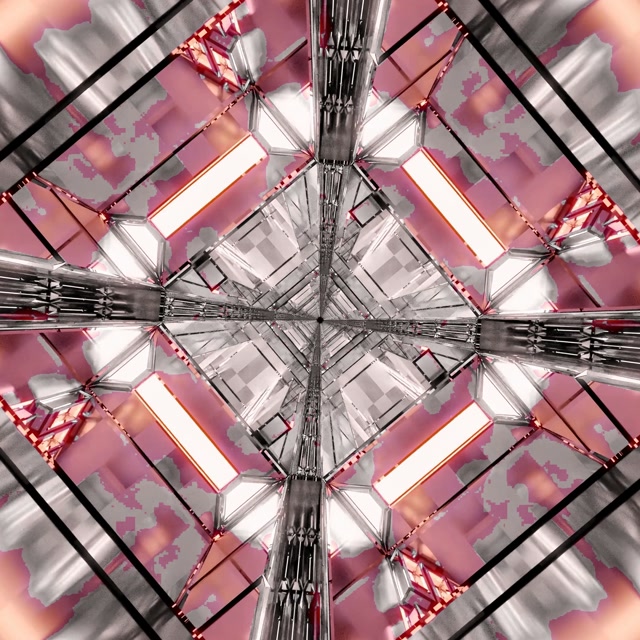 Neon Tunneli Vaaleanpunainen Kaleidoskooppi Timantti VJLoops 1:1 Neliö 60fps Näytönsäästäjä