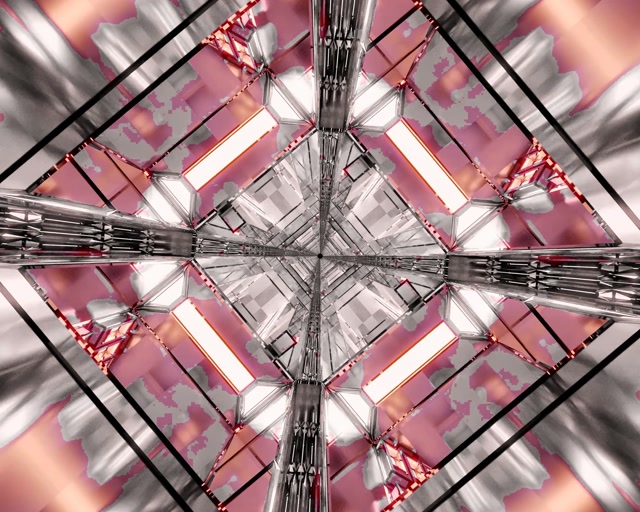 Neon Tunneli Vaaleanpunainen Timantti Ruudukko VJLoops 5:4 Teollinen 60fps Näytönsäästäjä