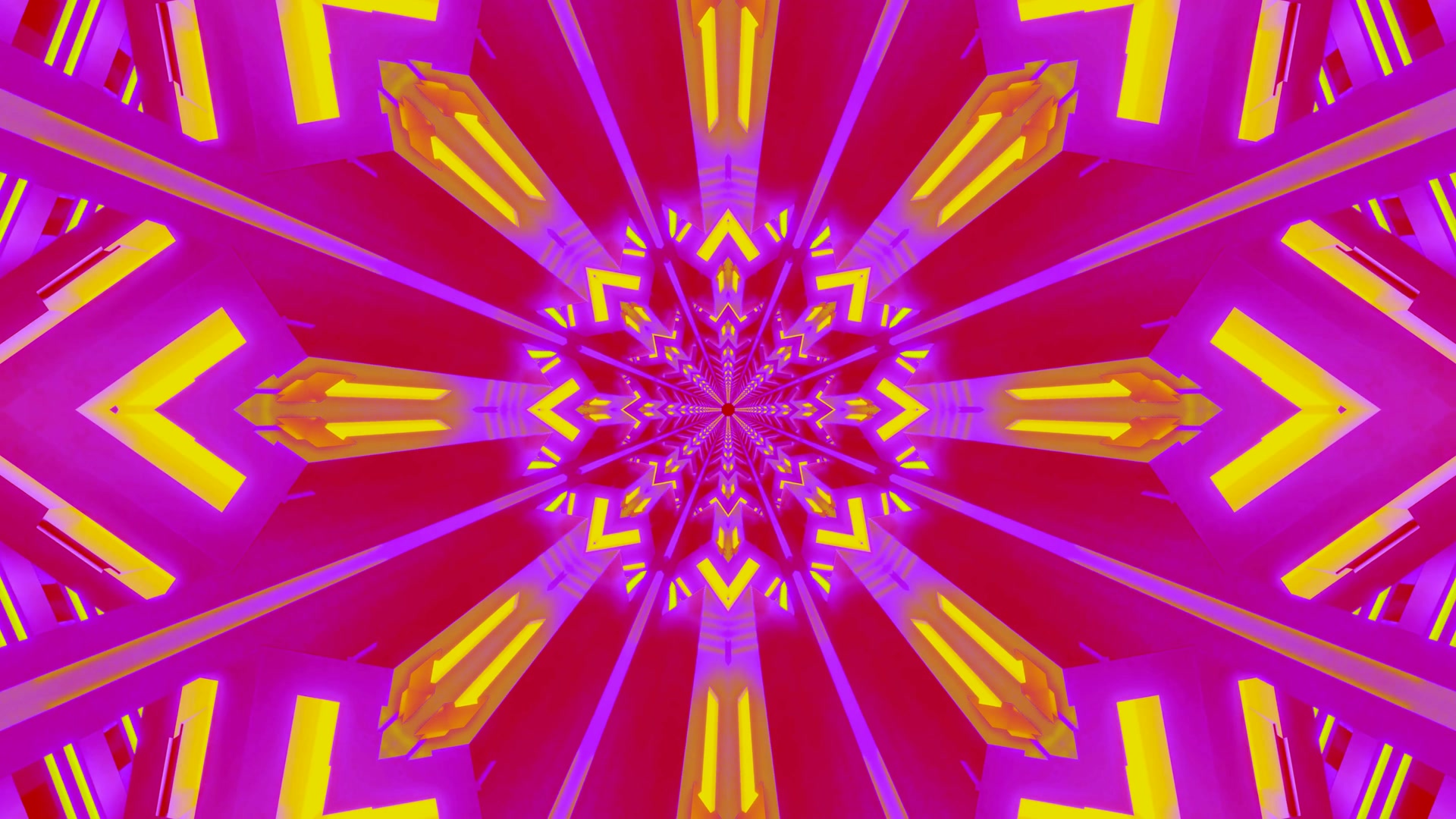 Tunnel Néon Kaléidoscope Violet Jaune Économiseur d'Écran 4K UHD 60fps VJLoops