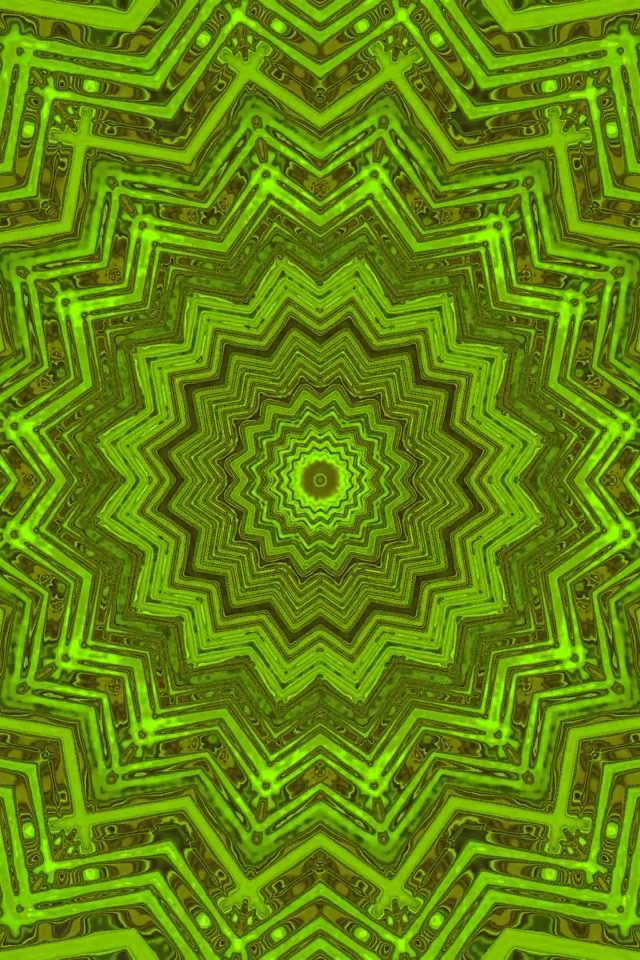 Tunnel Néon Vert Mandala Étoile 60fps 2:3 photo portrait économiseur d'écran PC Vj loop