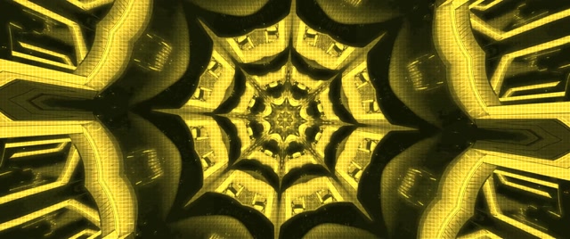 Yellow Neon Tunnel Kaleidoscope VJ Loop 60fps 2.39:1 Screensaver