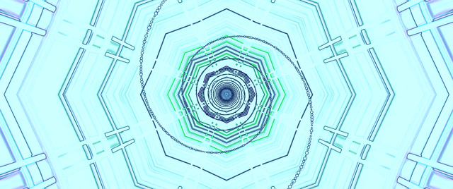 Économiseur d'écran Tunnel Néon Cyan 60fps 2.39:1 Cinémascope VJ Loop PC Portable