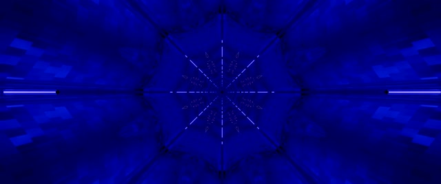 Tunnel Néon Flocon Kaléidoscope Bleu VJ Loop 2.39:1 Cinémascope 60fps Économiseur d'écran