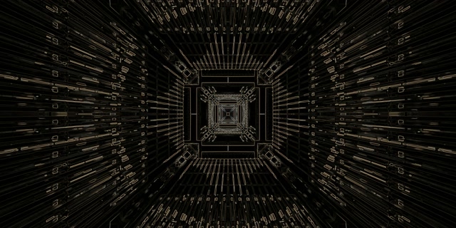 Neon Tunnel Golden Circuit Grid VJ Loop 2:1 Univisium 60fps Screensaver