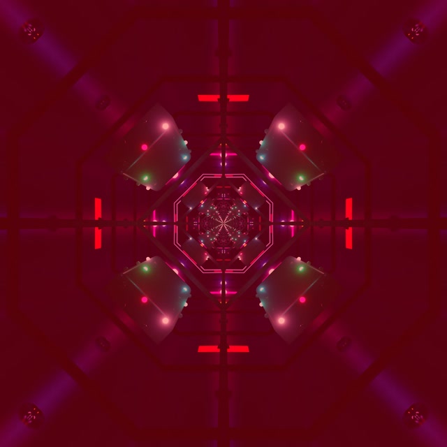 Tunnel Néon Vortex Octogone VJ Loop 1:1 Carré 60fps Économiseur d'Écran
