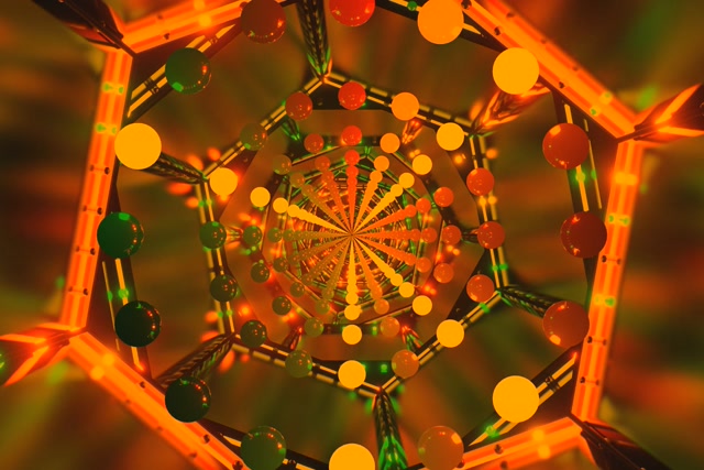 Tunnel Néon Orange Orbes 3:2 Surface 60fps Économiseur d'Écran VJLoops