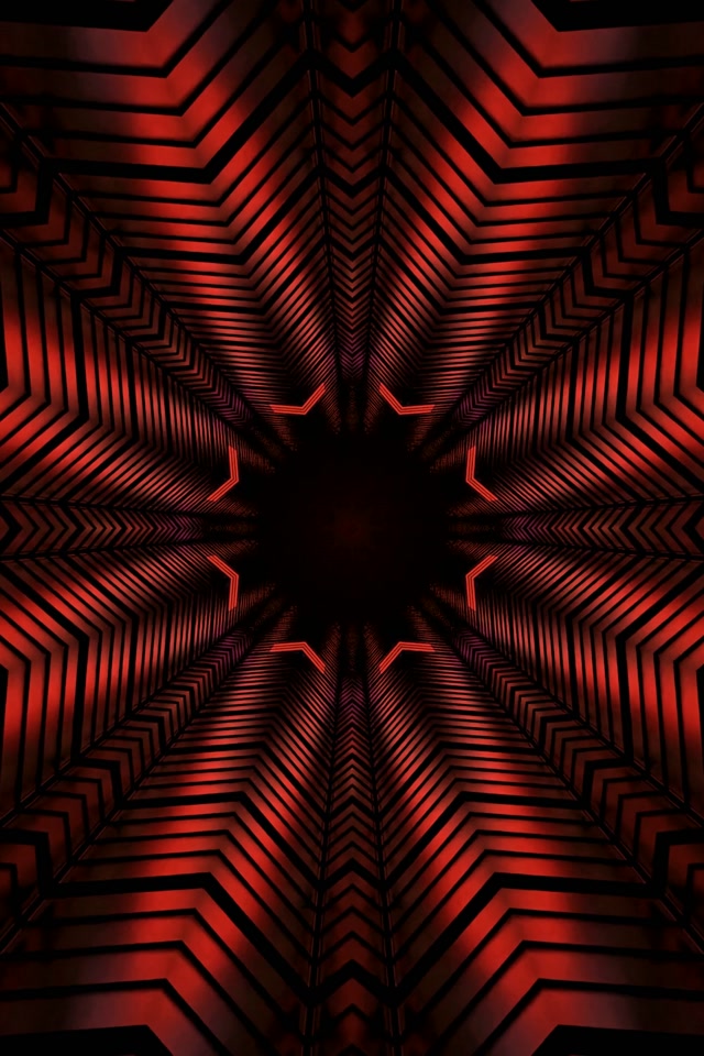 Tunnel Néon Kaléidoscope Étoile Rouge VJ Loop 2:3 Photo Portrait 60fps Économiseur d'écran