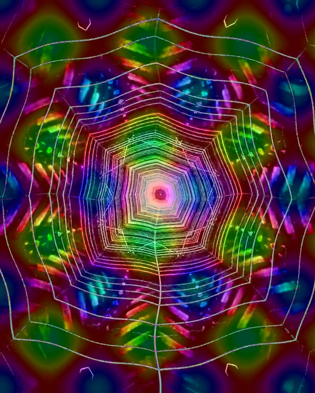 Tunnel Néon Vortex Toile d'Araignée Arc-en-ciel VJLoops 4:5 Instagram 60fps Économiseur d'écran