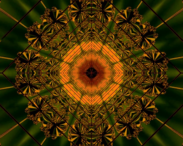 Tunnel Néon Or Vert Fractal 5:4 industriel 60fps Économiseur d'écran VJ Loop