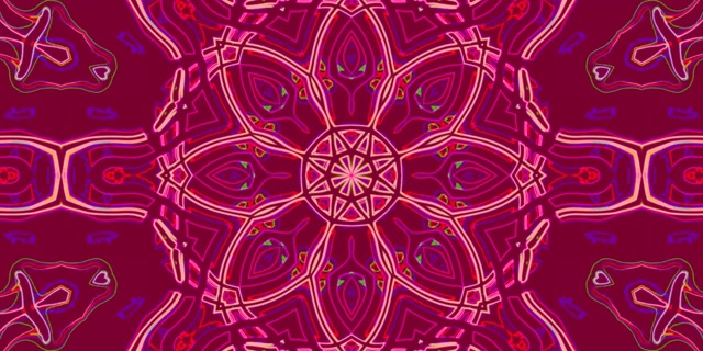 Tunnel Néon Kaléidoscope Mandala VJ Loop 2:1 Univisium 60fps Écran de Veille