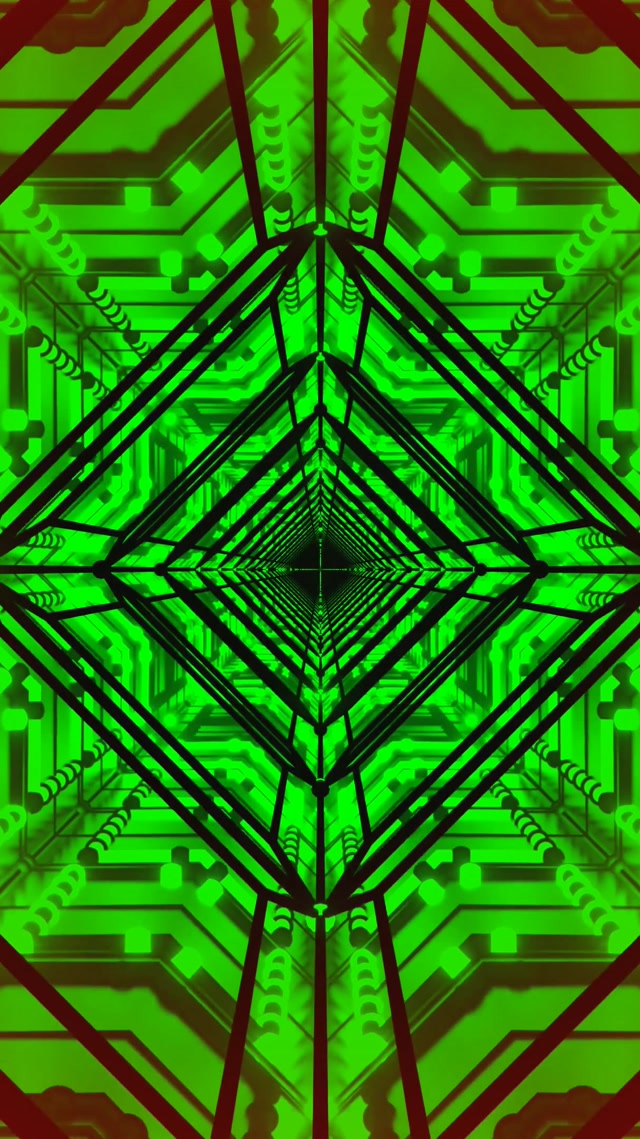 Économiseur d'écran Tunnel Néon Vert 60fps 9:16 Reels VJ Loop PC Portable