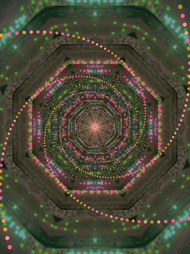 Tunnel Néon Vortex Octogone VJ Loop 3:4 iPad Portrait 60fps Économiseur d'Écran