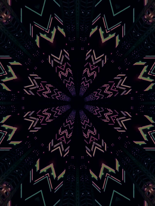 Tunnel Néon Kaléidoscope Chevron Loop | VJLoops | 3:4 iPad Portrait 60fps Écran de Veille