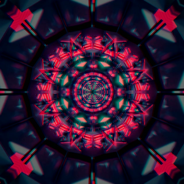 Tunnel Néon Kaléidoscope VJ Loop 1:1 Carré 60fps Économiseur d'écran