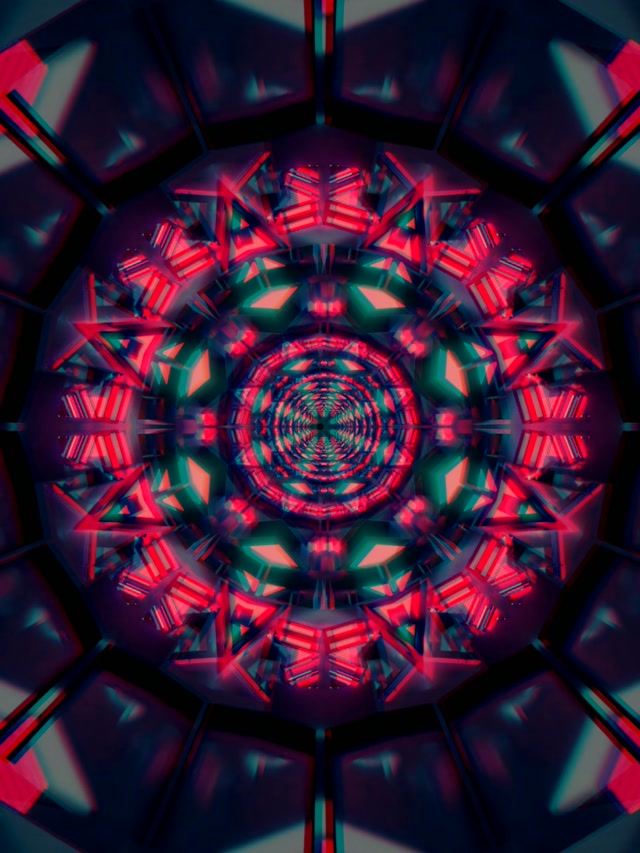 Tunnel Néon Kaléidoscope VJ Loop 3:4 iPad Portrait 60fps Économiseur d'écran