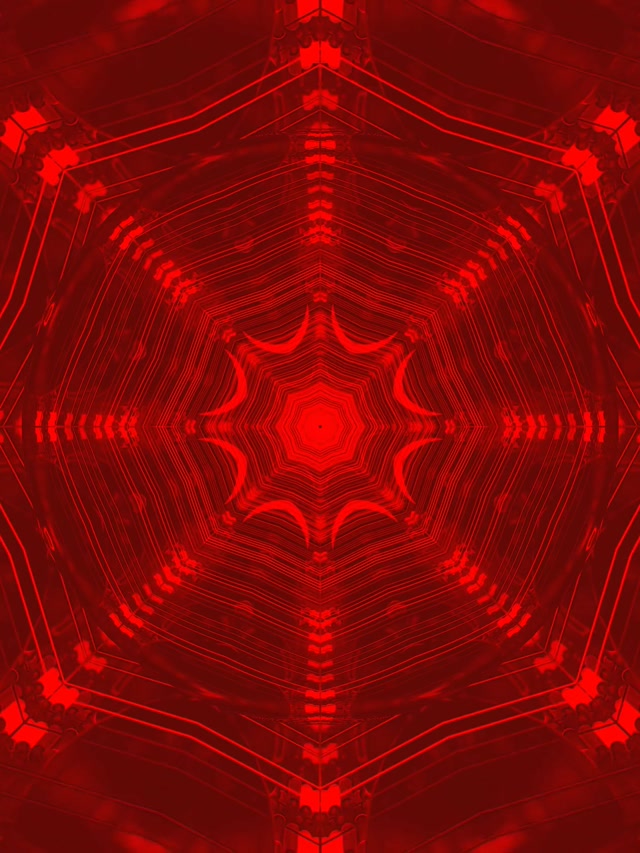 Tunnel Néon Rouge Kaléidoscope VJLoops 3:4 iPad Portrait 60fps Économiseur d'écran