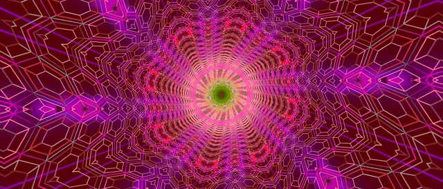 Tunnel Néon Vortex Kaléidoscope VJ Loop 21:9 Ultrawide 60fps Économiseur d'Écran