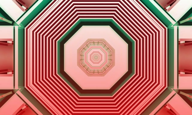 Tunnel Néon Octogone Rouge Vert Économiseur d'écran 5:3 Large 60fps VJLoops PC