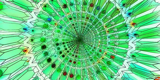 Tunnel Néon Cristal Vert Économiseur d'Écran 2:1 Univisium 60fps VJ Loop