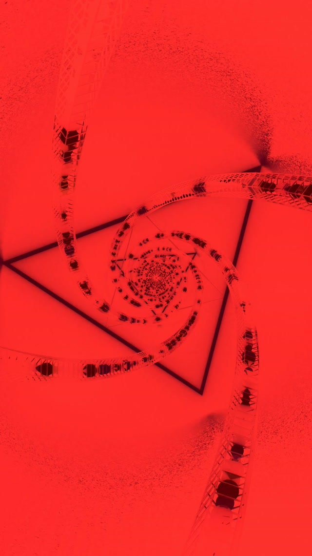 Tunnel Néon Triangle Spirale Rouge Vortex VJLoops 9:16 Reels 60fps Économiseur d'écran