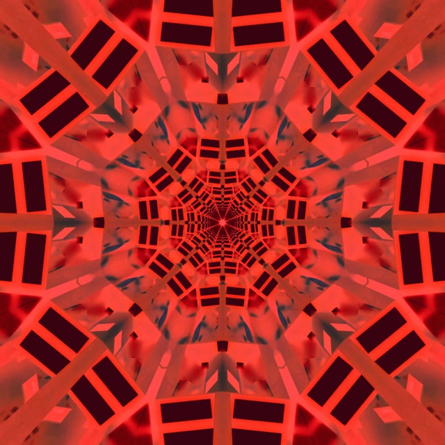 Tunnel Néon Éclatement Fractal Kaléidoscope Rouge VJLoops 1:1 Carré 60fps Économiseur d'écran