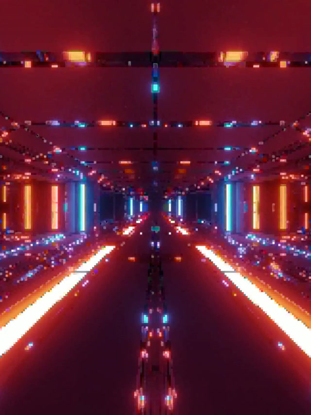 Tunnel Néon Grille Pixel VJ Loop 60fps 3:4 iPad Portrait Écran de Veille
