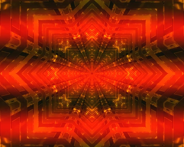 Tunnel Néon Rouge Étoile Kaléidoscope 5:4 Industriel 60fps Économiseur d'Écran VJ Loop