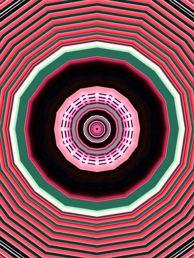 Tunnel Néon Vortex Décagone Rouge Vert VJ Loop 3:4 iPad Portrait 60fps Économiseur d'écran