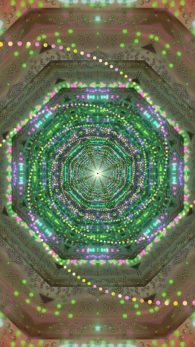 Tunnel Néon Octogone Vert Rose 60fps Économiseur d'Écran 9:16 Reels VJ Loop
